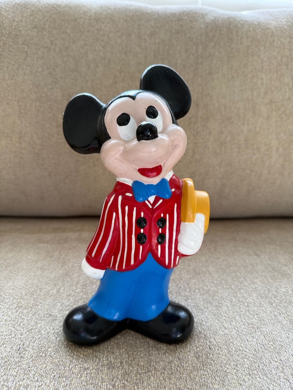 Vintage Walt Disney Mickey Mouse Figurine in Red, Blue, Black, 9.5x5